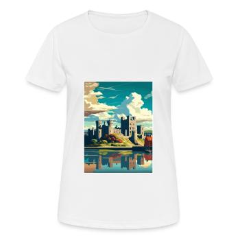Caernarfon Castle Wales Vintage Travel Poster WPA - Women's Breathable T-Shirt - white - Front - AI Model Female 172 dark (172cm)