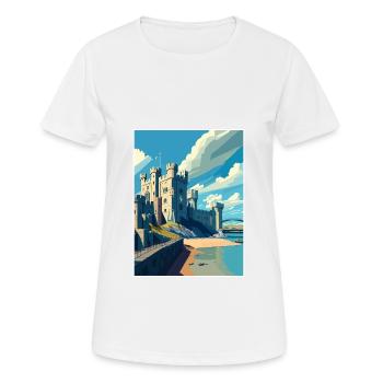 Château de Caernarfon gallois Vintage Travel Poster WPA - T-shirt respirant Femme - blanc - Devant - AI Model Female 172 dark (172cm)