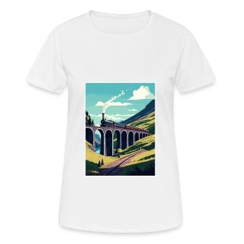 Glenfinnan Schottland Zug Vintage Reiseposter - Frauen T-Shirt atmungsaktiv - Weiß - Vorne - AI Model Female 172 dark (172cm)