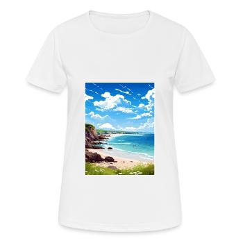 Trevaunance Cove Cornwall Vintage Reiseposter - Frauen T-Shirt atmungsaktiv - Weiß - Vorne - AI Model Female 172 dark (172cm)