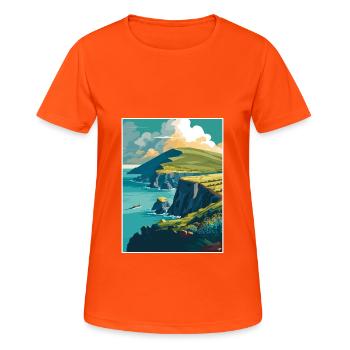 Péninsule de Dingle Irlande Vintage voyage affiche WPA - T-shirt respirant Femme - orange néon - Devant - AI Model Female 172 dark (172cm)