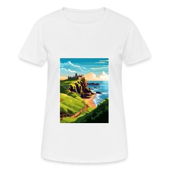 Dunnottar Castle England Vintage Travel Poster WPA - Women's Breathable T-Shirt - white - Front - AI Model Female 172 dark (172cm)