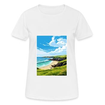 Trevaunance Cove Cornwall Vintage Reiseposter - Frauen T-Shirt atmungsaktiv - Weiß - Vorne - AI Model Female 172 dark (172cm)