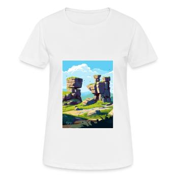 Brimham Rocks tête Angleterre Affiche de voyage Vintage - T-shirt respirant Femme - blanc - Devant - AI Model Female 172 dark (172cm)