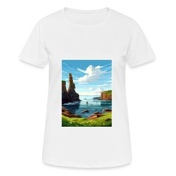 Duncansby Stacks Scotland Affiche de voyage Vintage - T-shirt respirant Femme - blanc - Devant - AI Model Female 172 dark (172cm)