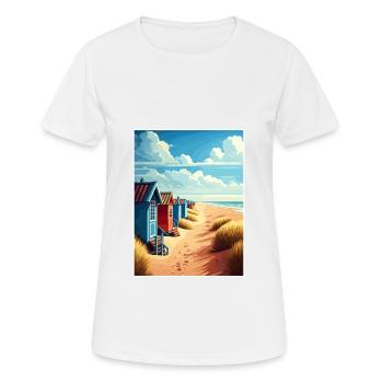 Wells à côté de la mer Angleterre Vintage Travel Poster - T-shirt respirant Femme - blanc - Devant - AI Model Female 172 dark (172cm)