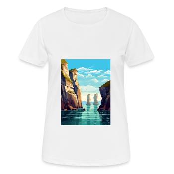Stack Rocks Pembrokeshire Affiche de voyage Vintage - T-shirt respirant Femme - blanc - Devant - AI Model Female 172 dark (172cm)