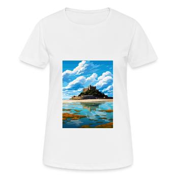 St Michaels Mount Cornwall Vintage Reiseposter - Frauen T-Shirt atmungsaktiv - Weiß - Vorne - AI Model Female 172 dark (172cm)