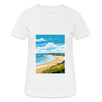 Portstewart Strand Ireland Vintage Travel Poster - Women's Breathable T-Shirt - white - Front - AI Model Female 172 dark (172cm)