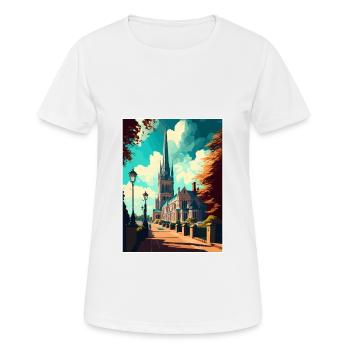 Salisbury England Souvenir Vintage Travel Poster - Women's Breathable T-Shirt - white - Front - AI Model Female 172 dark (172cm)