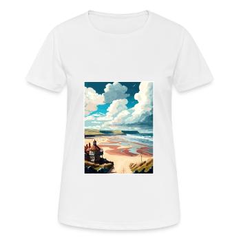 Saltburn au bord de la mer Angleterre Vintage voyage affiche - T-shirt respirant Femme - blanc - Devant - AI Model Female 172 dark (172cm)