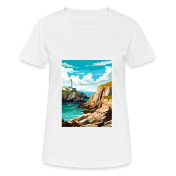 South Stack Cliffs Anglesey Vintage Reiseposter - Frauen T-Shirt atmungsaktiv - Weiß - Vorne - AI Model Female 172 dark (172cm)