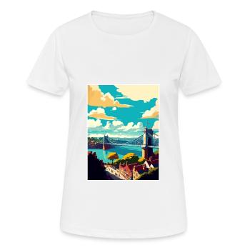 Bristol England Bridge Vintage Travel Poster WPA - Women's Breathable T-Shirt - white - Front - AI Model Female 172 dark (172cm)