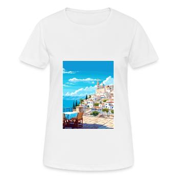 Ibiza Spanien Vintage Reiseposter WPA Souvenir - Frauen T-Shirt atmungsaktiv - Weiß - Vorne - AI Model Female 172 dark (172cm)