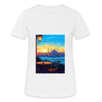 Istanbul Decoration Turkey Vintage Travel Poster - Women's Breathable T-Shirt - white - Front - AI Model Female 172 dark (172cm)
