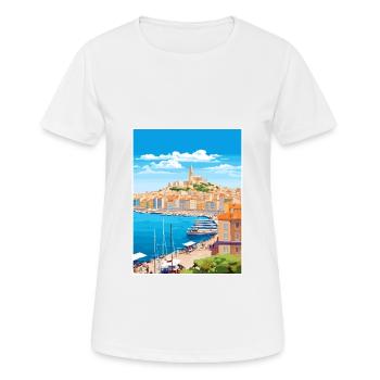 Marseillescape Frankreich Vintage Reiseposter WPA - Frauen T-Shirt atmungsaktiv - Weiß - Vorne - AI Model Female 172 dark (172cm)