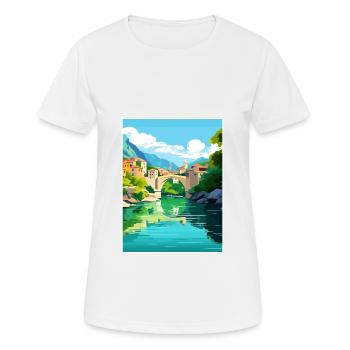 Mostar, Bosnie-Herzégovine, Pont de Stari Most Koski - T-shirt respirant Femme - blanc - Devant - AI Model Female 172 dark (172cm)