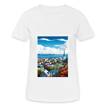 Reykjavik Iceland Vintage Travel Poster Souvenir - Women's Breathable T-Shirt - white - Front - AI Model Female 172 dark (172cm)