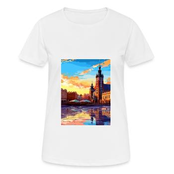 Cracovie Pologne Vintage voyage affiche WPA Souvenir - T-shirt respirant Femme - blanc - Devant - AI Model Female 172 dark (172cm)