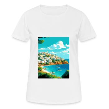 Ibiza Spanien Vintage Reiseposter WPA Souvenir - Frauen T-Shirt atmungsaktiv - Weiß - Vorne - AI Model Female 172 dark (172cm)