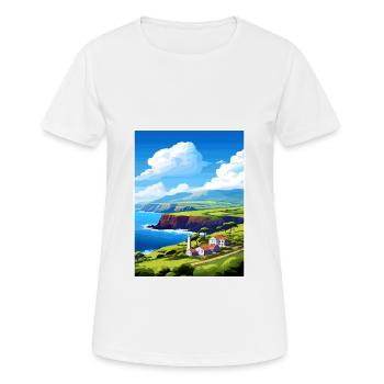 Affiche de voyage Vintage de l’île de Santa Maria au Portugal - T-shirt respirant Femme - blanc - Devant - AI Model Female 172 dark (172cm)