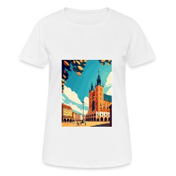 Cracovie Pologne Vintage voyage affiche WPA Souvenir - T-shirt respirant Femme - blanc - Devant - AI Model Female 172 dark (172cm)