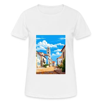 Evora Portugal Vintage Travel Poster WPA Souvenir - Women's Breathable T-Shirt - white - Front - AI Model Female 172 dark (172cm)