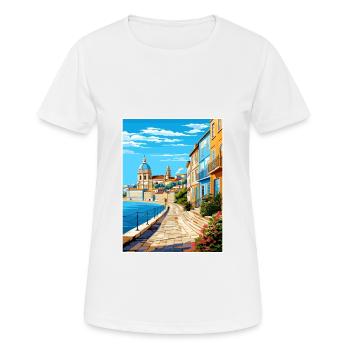 Coimbra Portugal Vintage Travel Poster Souvenir - Women's Breathable T-Shirt - white - Front - AI Model Female 172 dark (172cm)