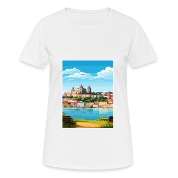 Coimbra Portugal Vintage Travel Poster Souvenir - Women's Breathable T-Shirt - white - Front - AI Model Female 172 dark (172cm)