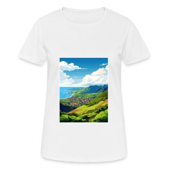 Madeira Portugal Vintage Reiseposter Souvenir - Frauen T-Shirt atmungsaktiv - Weiß - Vorne - AI Model Female 172 dark (172cm)