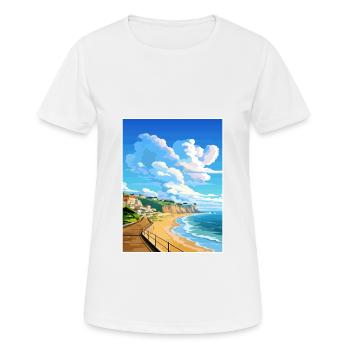 Nazare Portugal Vintage Travel Poster WPA Souvenir - Women's Breathable T-Shirt - white - Front - AI Model Female 172 dark (172cm)