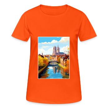 Amiens France Vintage Travel Poster WPA Souvenir - Women's Breathable T-Shirt - neon orange - Front - AI Model Female 172 dark (172cm)