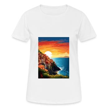 Cinque Terre Italie Décoration Patmos Affiche De Voyage - T-shirt respirant Femme - blanc - Devant - AI Model Female 172 dark (172cm)