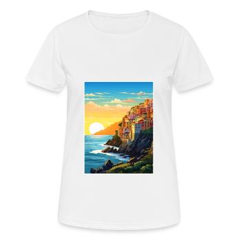 Cinque Terre Italie Décoration Patmos Affiche De Voyage - T-shirt respirant Femme - blanc - Devant - AI Model Female 172 dark (172cm)