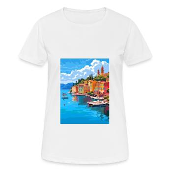 Portofino Italie Vintage voyage affiche WPA Souvenir - T-shirt respirant Femme - blanc - Devant - AI Model Female 172 dark (172cm)
