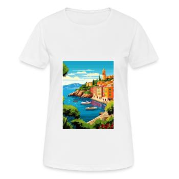 Portofino Italie Vintage voyage affiche WPA Souvenir - T-shirt respirant Femme - blanc - Devant - AI Model Female 172 dark (172cm)