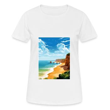 Algarve Portugal Vintage Travel Poster Souvenir - Women's Breathable T-Shirt - white - Front - AI Model Female 172 dark (172cm)