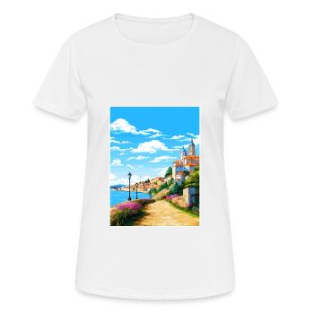 Coimbra Portugal Vintage Travel Poster Souvenir - Women's Breathable T-Shirt - white - Front - AI Model Female 172 dark (172cm)