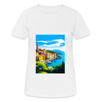 Portofino Italie Vintage voyage affiche WPA Souvenir - T-shirt respirant Femme - blanc - Devant - AI Model Female 172 dark (172cm)