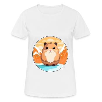 Hamster Watercolor Cartoon Kawaii Pet Animal Color - Women's Breathable T-Shirt - white - Front - AI Model Female 172 dark (172cm)