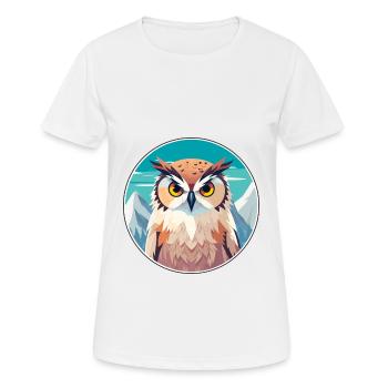 Owl Watercolor Cartoon Kawaii Pet Animal Colorful - Women's Breathable T-Shirt - white - Front - AI Model Female 172 dark (172cm)