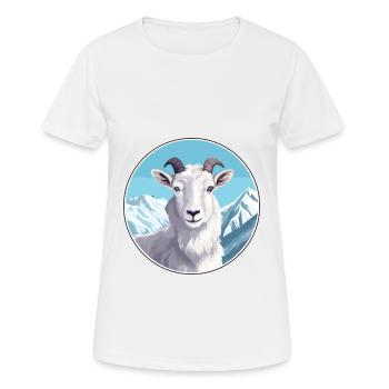 Goat Watercolor Cartoon Kawaii Pet Animal Colorful - Women's Breathable T-Shirt - white - Front - AI Model Female 172 dark (172cm)