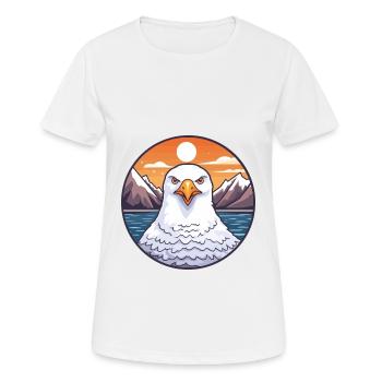 Seagull Watercolor Cartoon Kawaii Pet Animal Color - Women's Breathable T-Shirt - white - Front - AI Model Female 172 dark (172cm)
