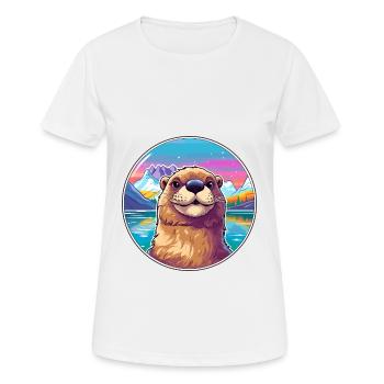 Biber Aquarell Karikatur Kawaii Haustier Tier Farbe - Frauen T-Shirt atmungsaktiv - Weiß - Vorne - AI Model Female 172 dark (172cm)