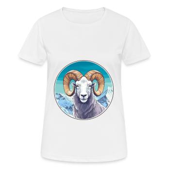 Ram Watercolor Cartoon Kawaii Pet Animal Colorful - Women's Breathable T-Shirt - white - Front - AI Model Female 172 dark (172cm)
