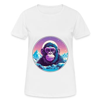 Chimpanzé aquarelle dessin animé kawaii animal de compagnie Co - T-shirt respirant Femme - blanc - Devant - AI Model Female 172 dark (172cm)