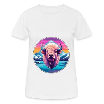 Buffalo Watercolor Cartoon Kawaii Pet Animal Color - Women's Breathable T-Shirt - white - Front - AI Model Female 172 dark (172cm)