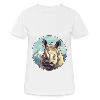 Nashorn Aquarell Karikatur Kawaii Haustier Tier Farbefu - Frauen T-Shirt atmungsaktiv - Weiß - Vorne - AI Model Female 172 dark (172cm)