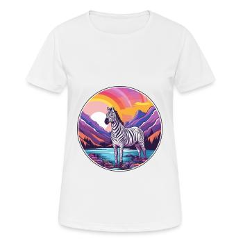 Zebra Watercolor Cartoon Kawaii Pet Animal Colorfu - Women's Breathable T-Shirt - white - Front - AI Model Female 172 dark (172cm)