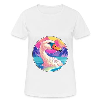 Cygne Aquarelle Dessin Animé Kawaii Animal De Compagnie Coloré - T-shirt respirant Femme - blanc - Devant - AI Model Female 172 dark (172cm)